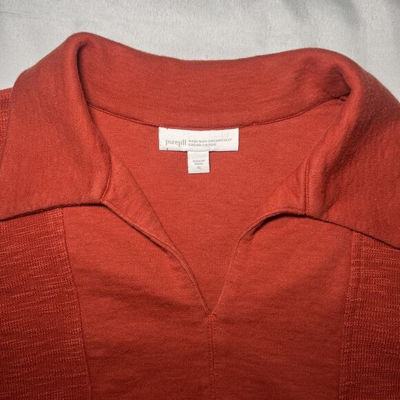 J Jill Pure Jill 100% Organically Grown Cotton Top Burnt Orange Knit Size XL - Picture 2 of 7
